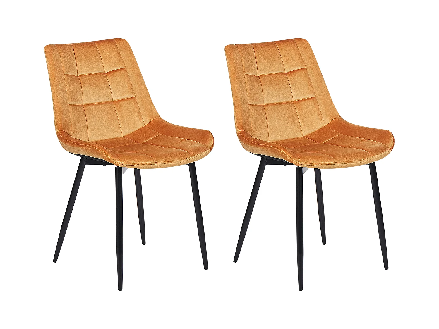 Chaise de salle à manger MELROSE II Set de 2 Velours Orange