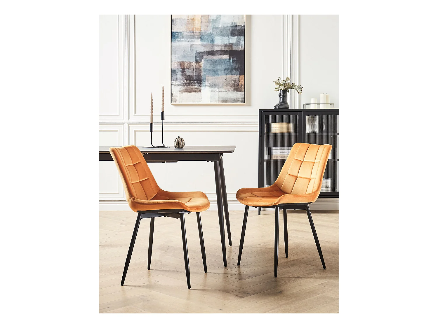 Chaise de salle à manger MELROSE II Set de 2 Velours Orange
