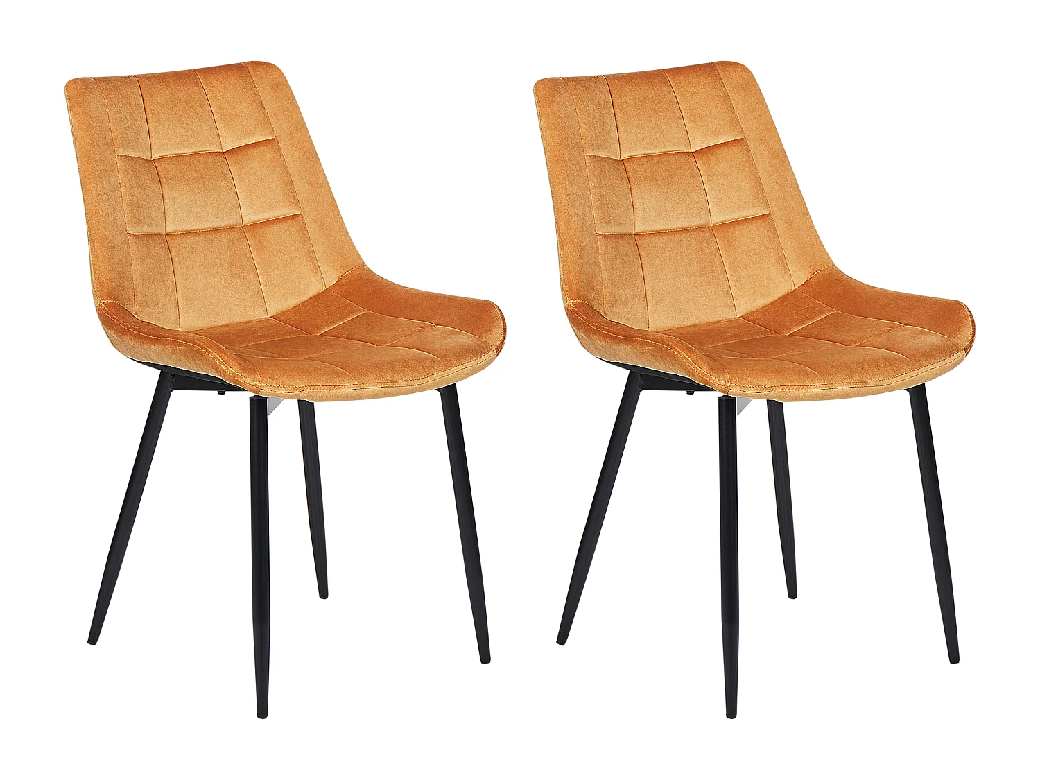 Chaise de salle à manger MELROSE II Set de 2 Velours Orange