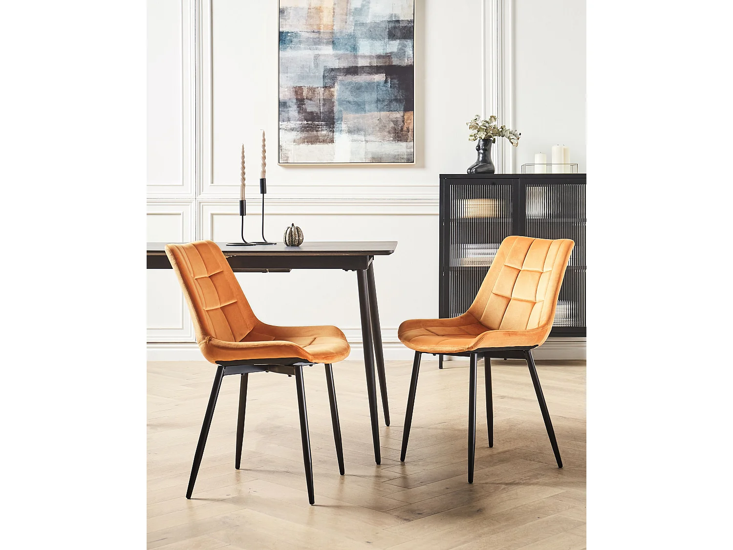 Chaise de salle à manger MELROSE II Set de 2 Velours Orange