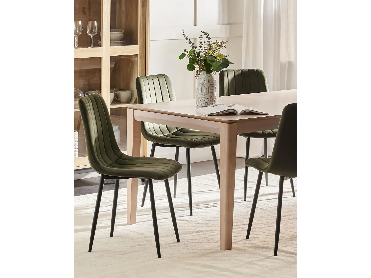 Set di 4 sedie da pranzo KALISPELL Velluto Verde oliva