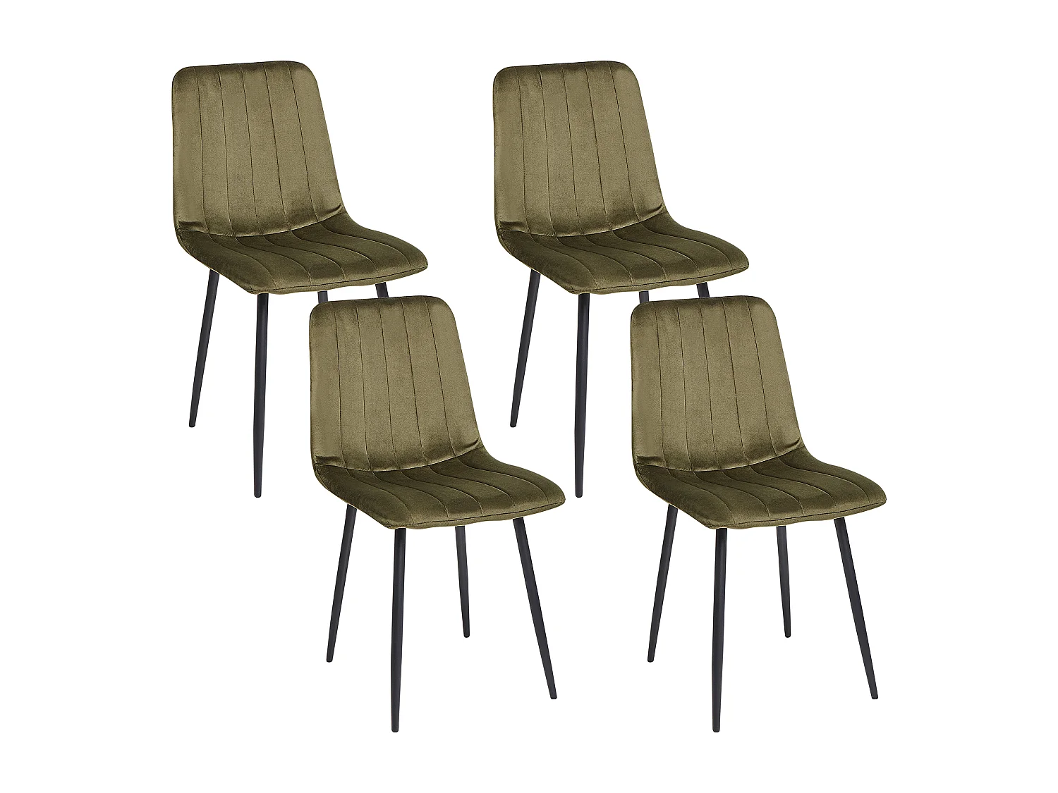 Lot de 4 chaises de salle à manger KALISPELL Velours Vert olive