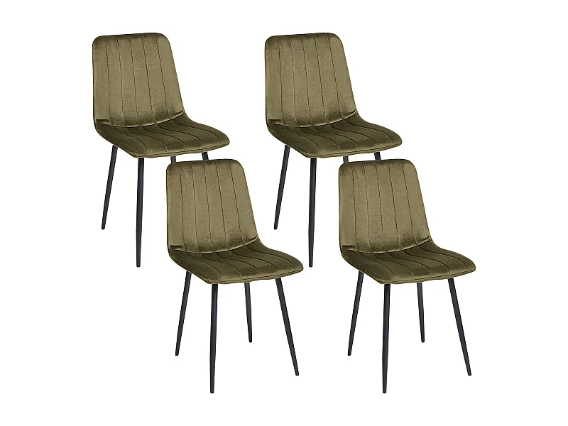 Lot de 4 chaises de salle à manger KALISPELL Velours Vert olive