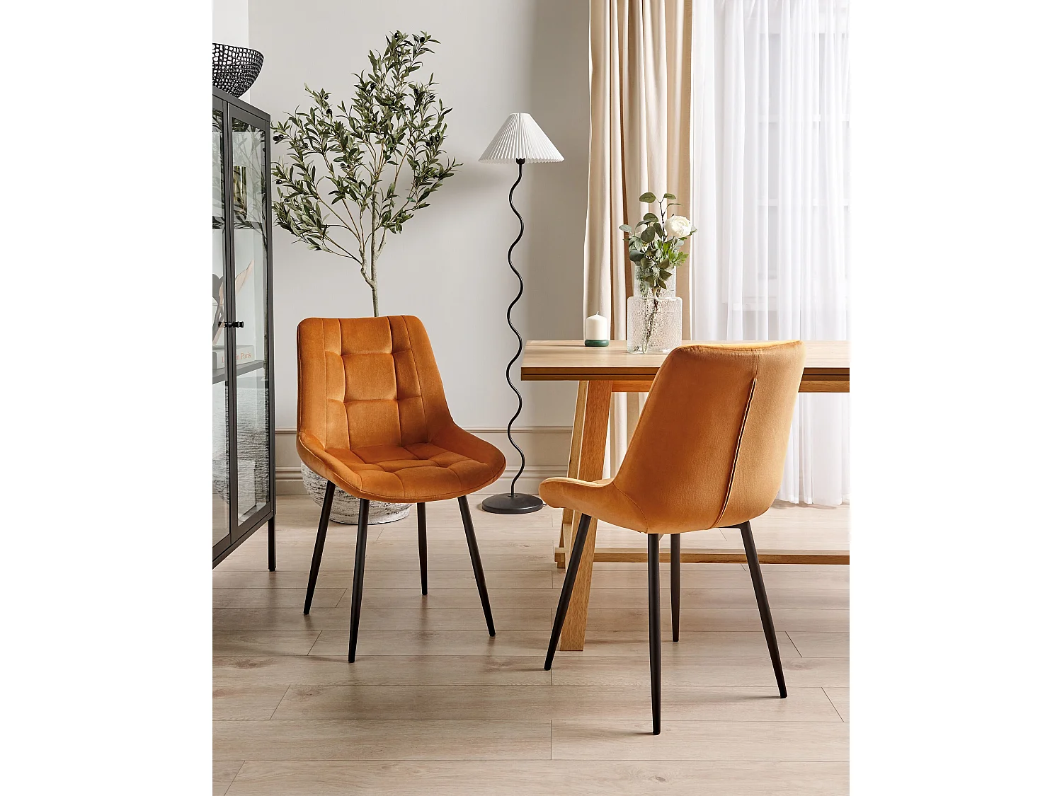 Set van 2 eetkamerstoelen MELROSE Fluweel Oranje