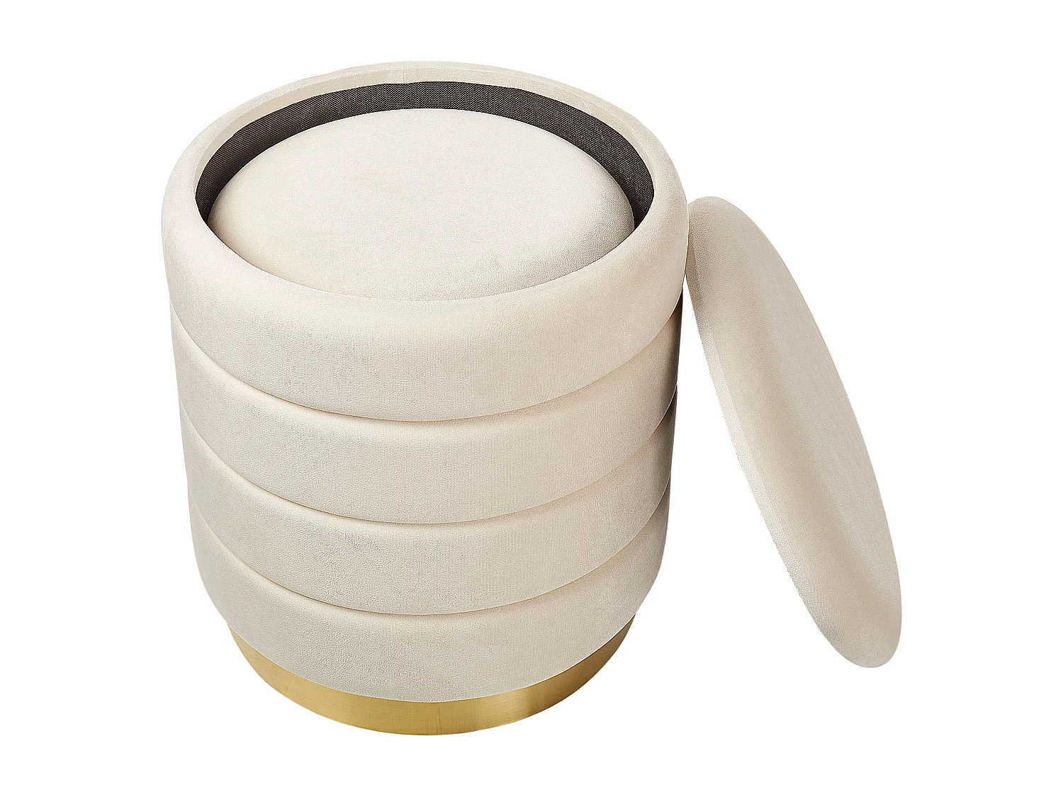 Conjunto de 2 tamboretes com arrumação GARLAND Veludo Creme claro 40/33 cm 40/34 cm 44/38 cm