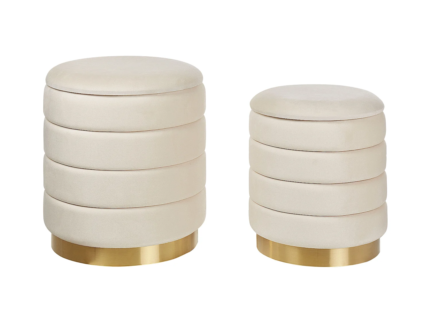 Set van 2 opbergpoefs GARLAND Fluweel Lichtbeige 40/33 cm 40/34 cm 44/38 cm