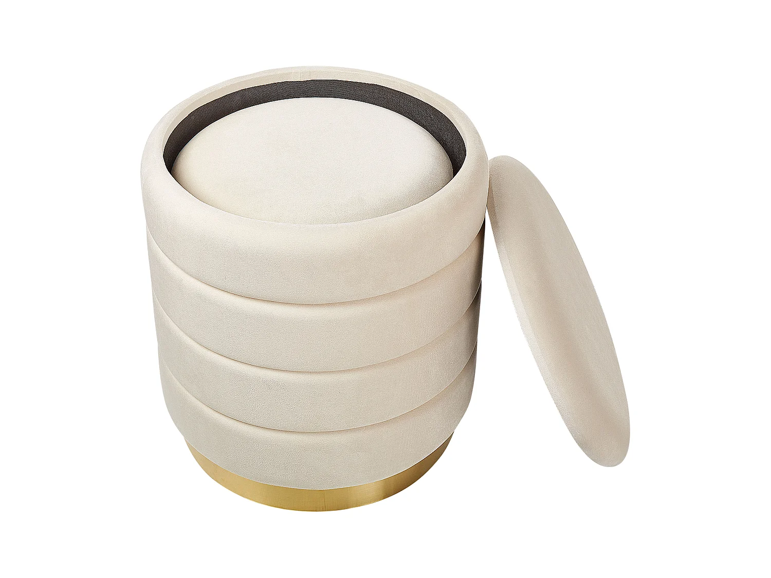 Set van 2 opbergpoefs GARLAND Fluweel Lichtbeige 40/33 cm 40/34 cm 44/38 cm