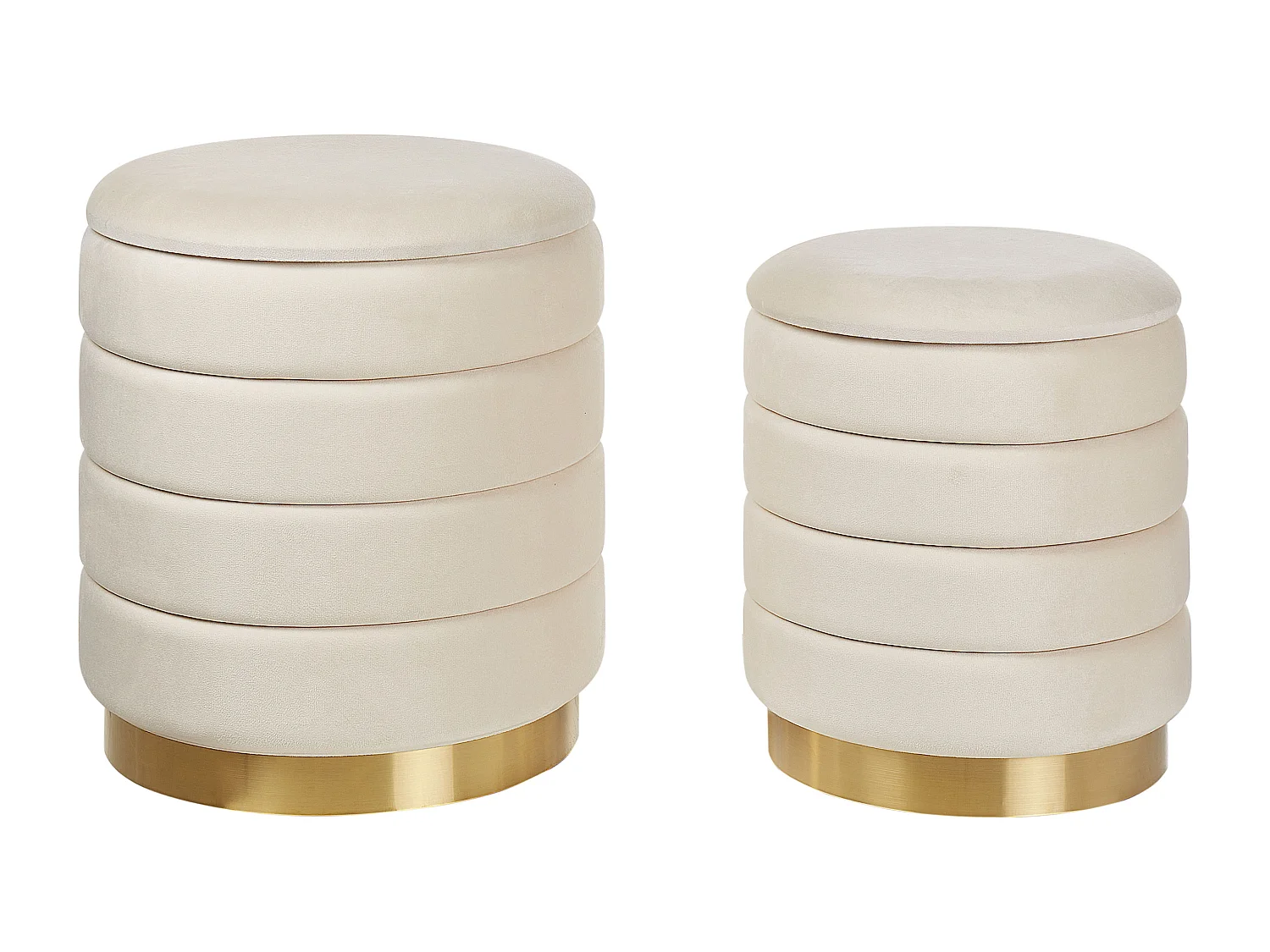 Lot de 2 poufs avec rangement GARLAND Velours Beige clair