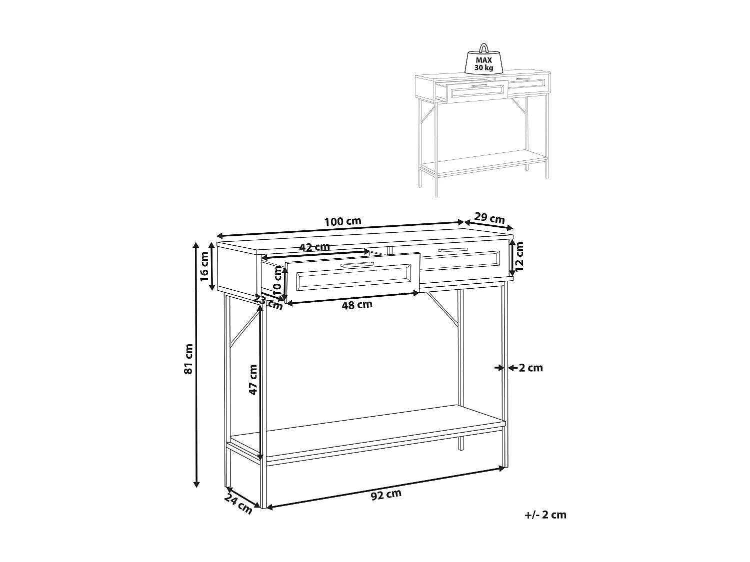 Console PASCO Marron clair