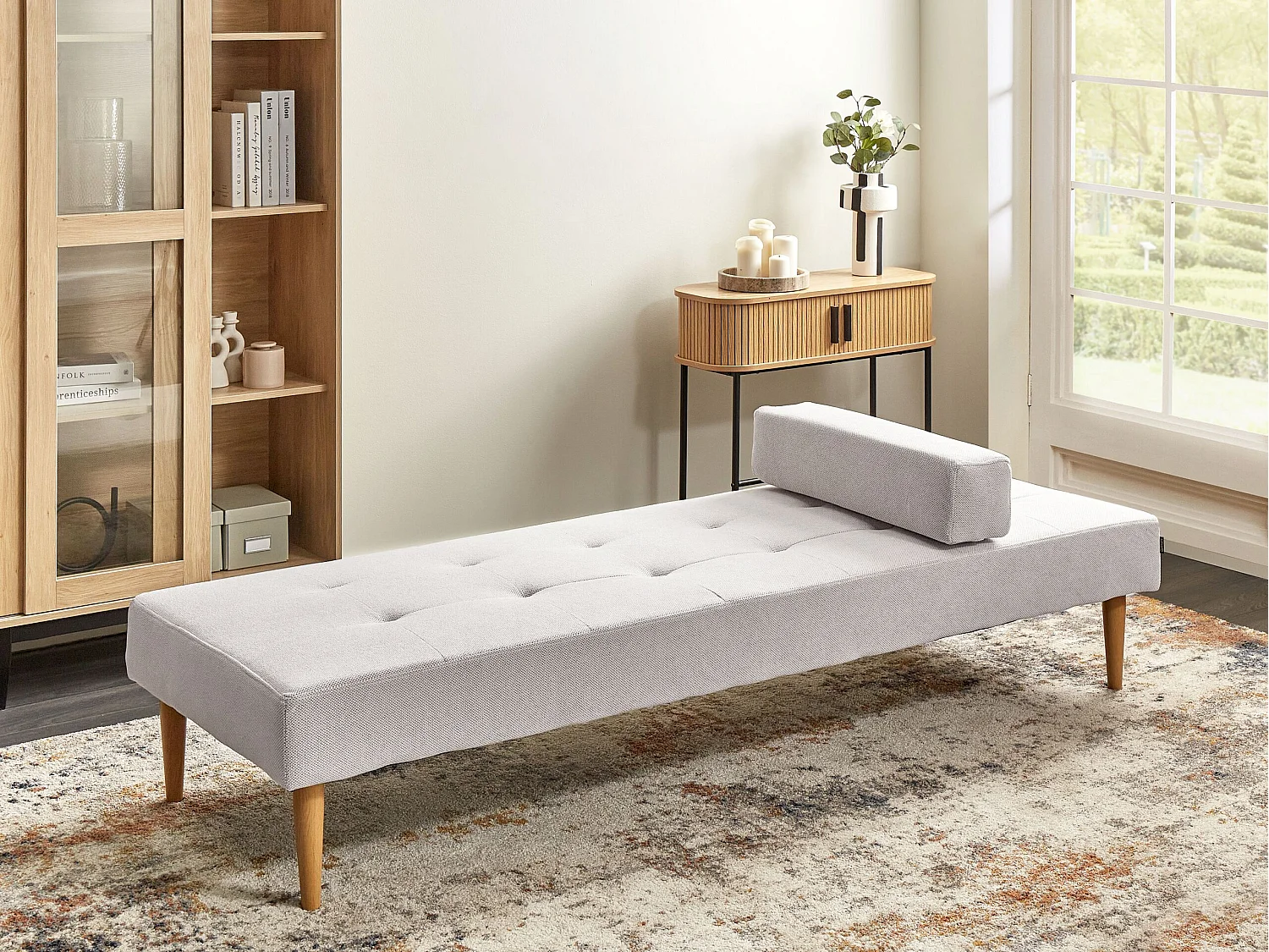 Chaise longue NIORT Tissu Blanc cassé