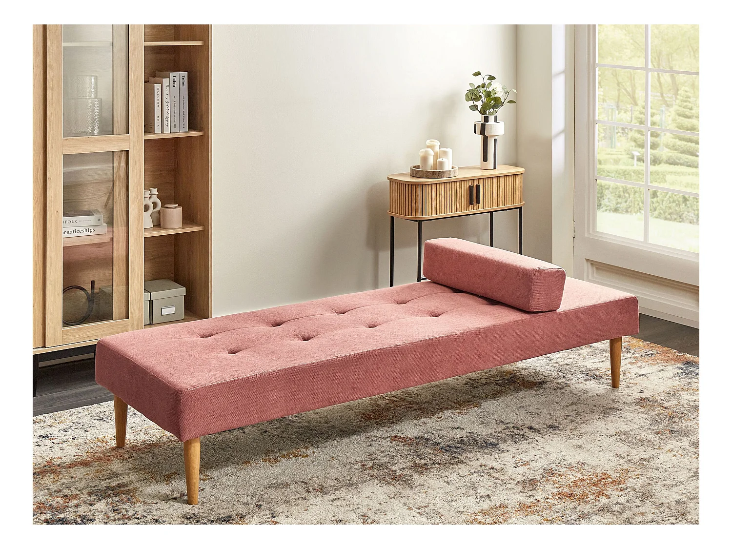 Chaise longue NIORT Tissu Rose