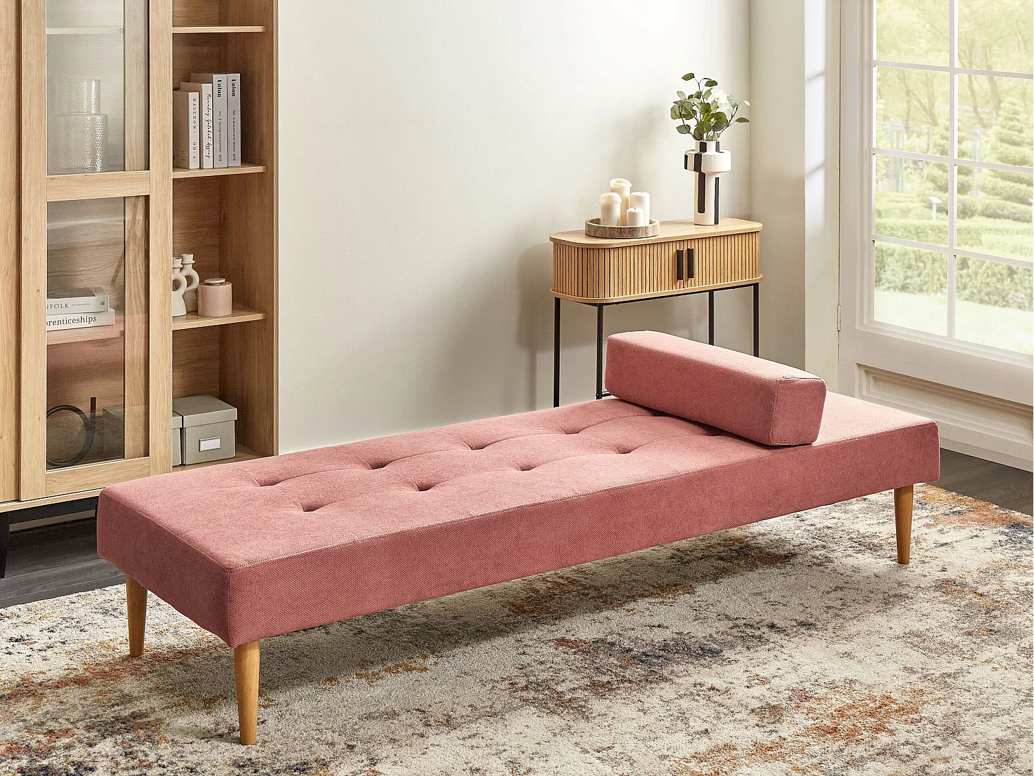 Chaise longue NIORT Tissu Rose