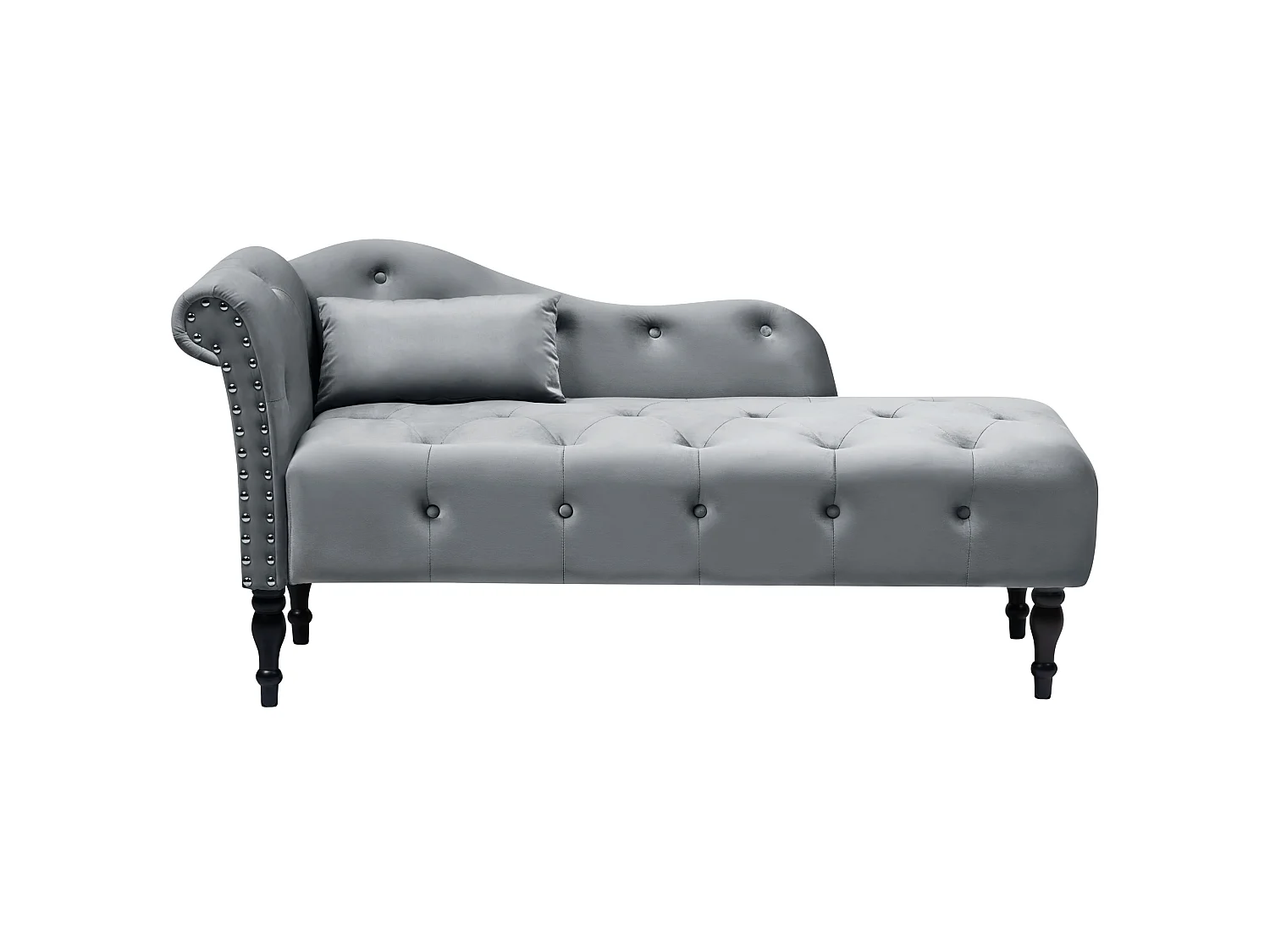 Left-Hand Chaise Longue IVRY Velvet Grey