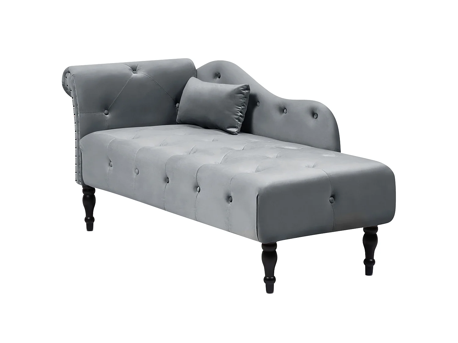 Left-Hand Chaise Longue IVRY Velvet Grey
