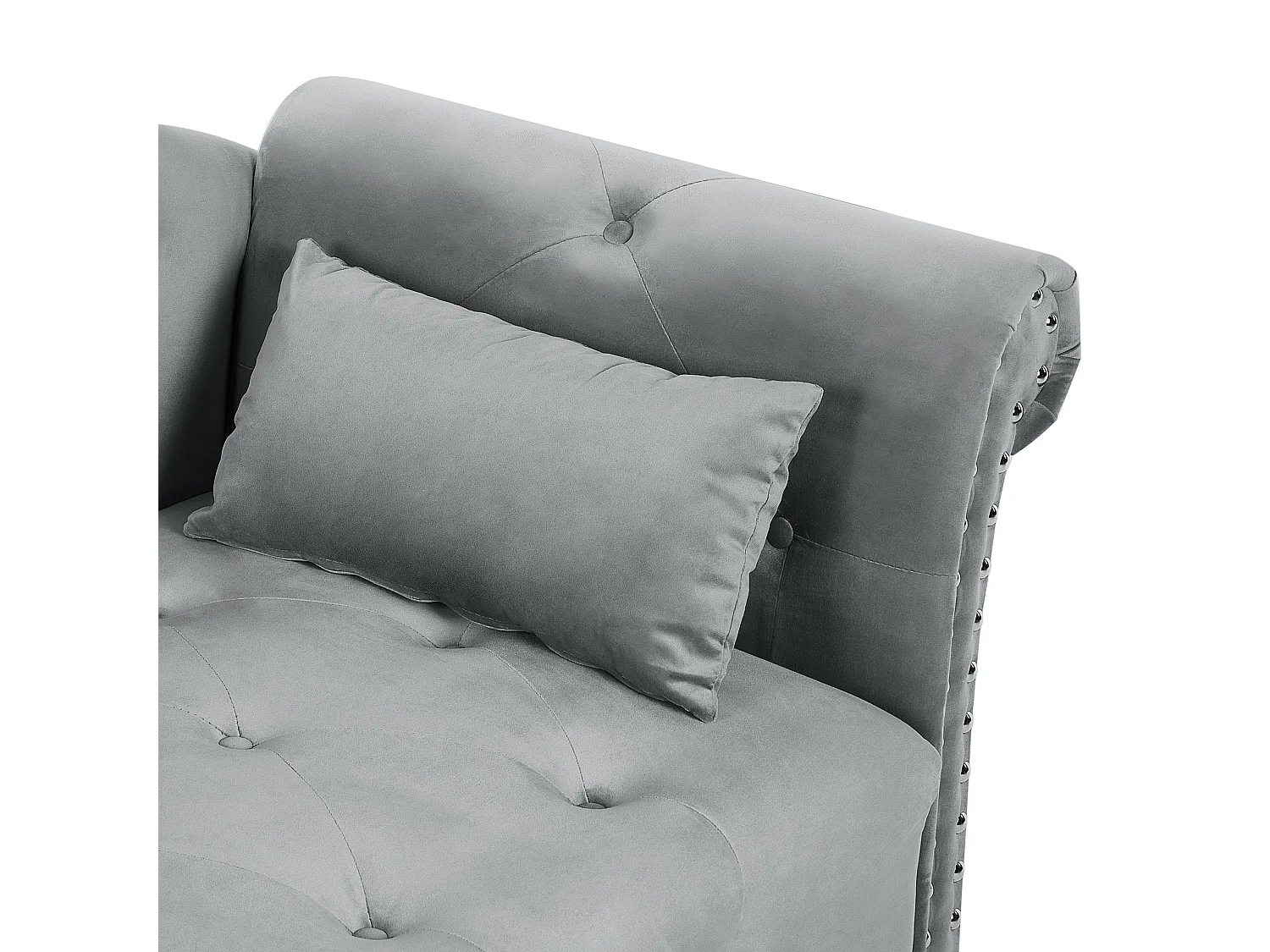 Left-Hand Chaise Longue IVRY Velvet Grey