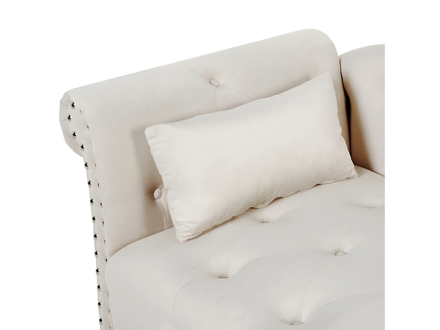 Chaise longue côté gauche IVRY Velours Beige clair