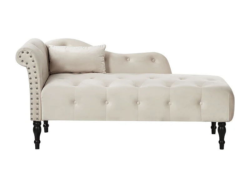 Chaise longue versione sinistra IVRY Velluto Beige chiaro