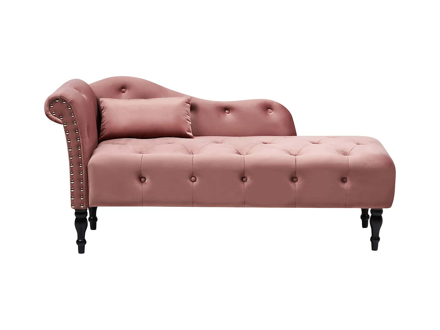 Linkszijdige chaise longue IVRY Fluweel Roze