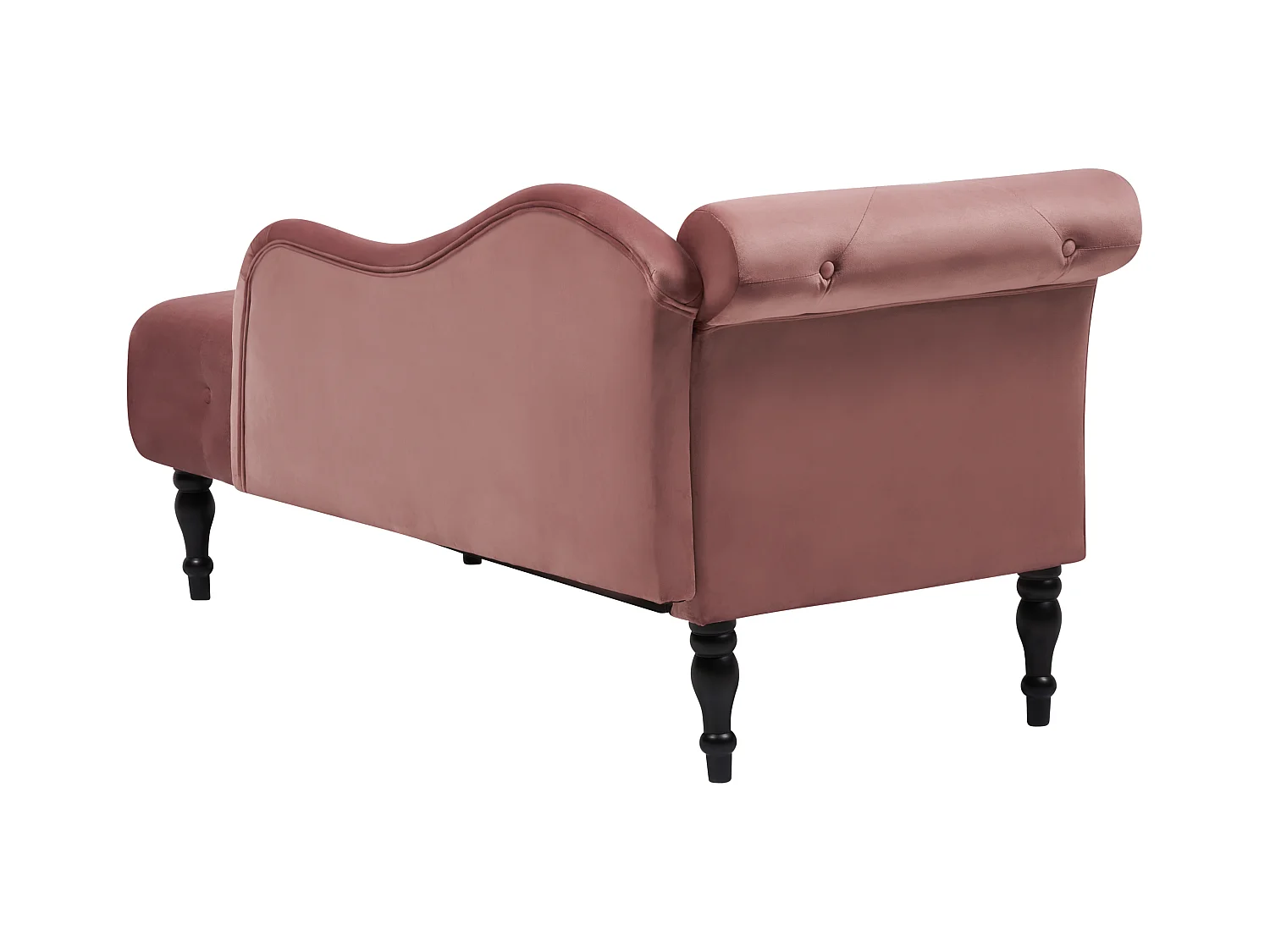 Chaiselongue Samtstoff rosa links gesteppt mit Kissen hohe Lehne Retro-Stil Ivry