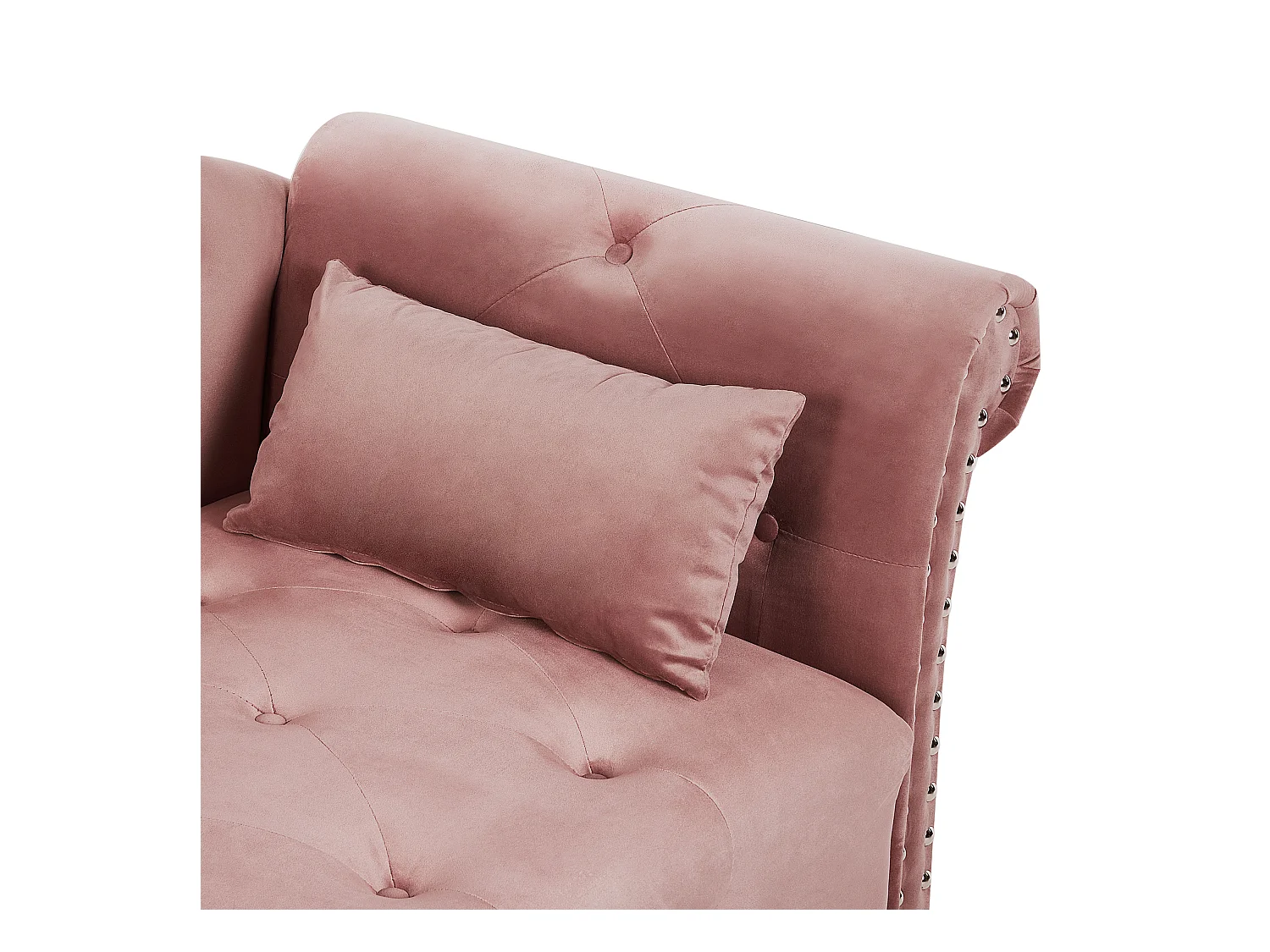 Chaiselongue Samtstoff rosa links gesteppt mit Kissen hohe Lehne Retro-Stil Ivry