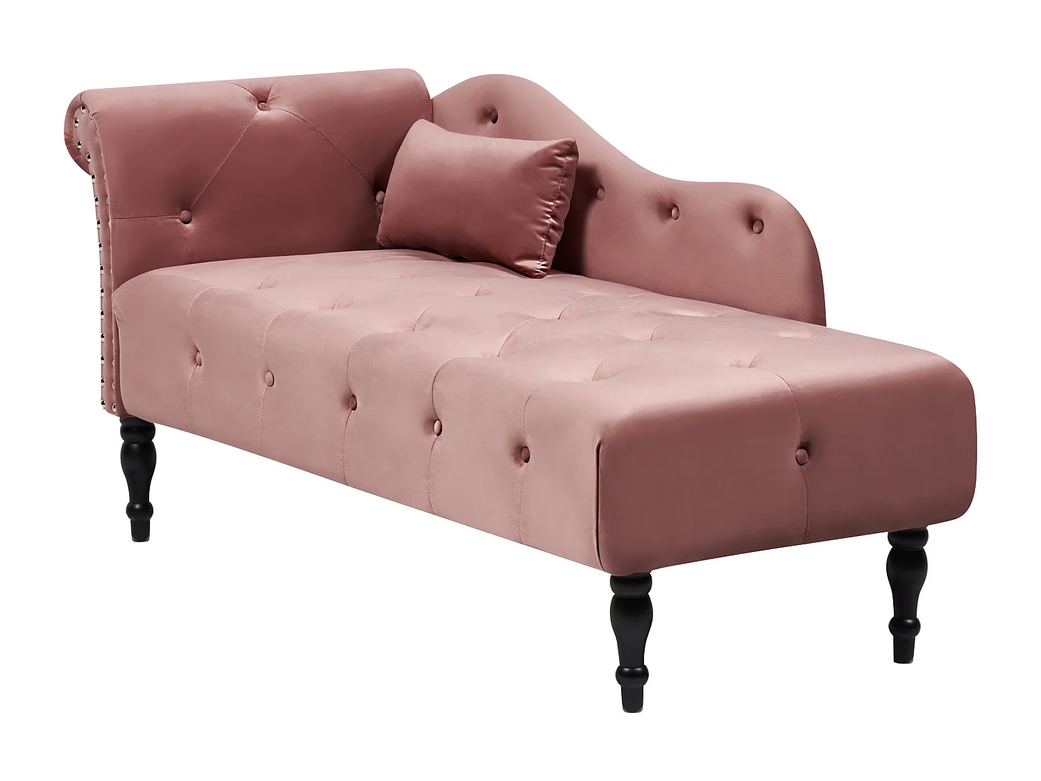 Linkszijdige chaise longue IVRY Fluweel Roze