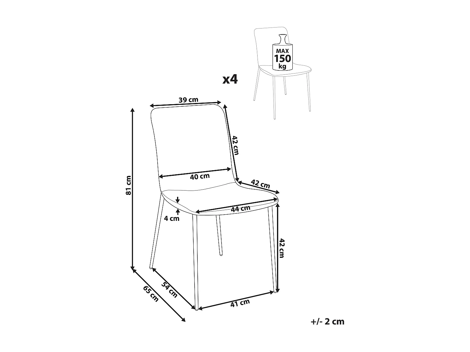 Set van 4 eetkamerstoelen GLENDIVE Lichtblauw