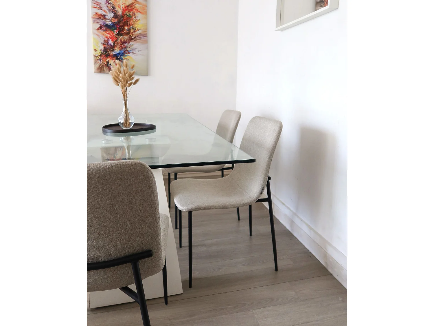 Lot de 4 chaises de salle à manger GLENDIVE Beige clair
