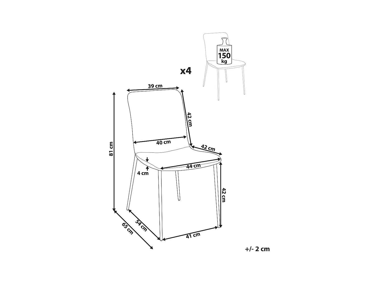 Set van 4 eetkamerstoelen GLENDIVE Donkerblauw