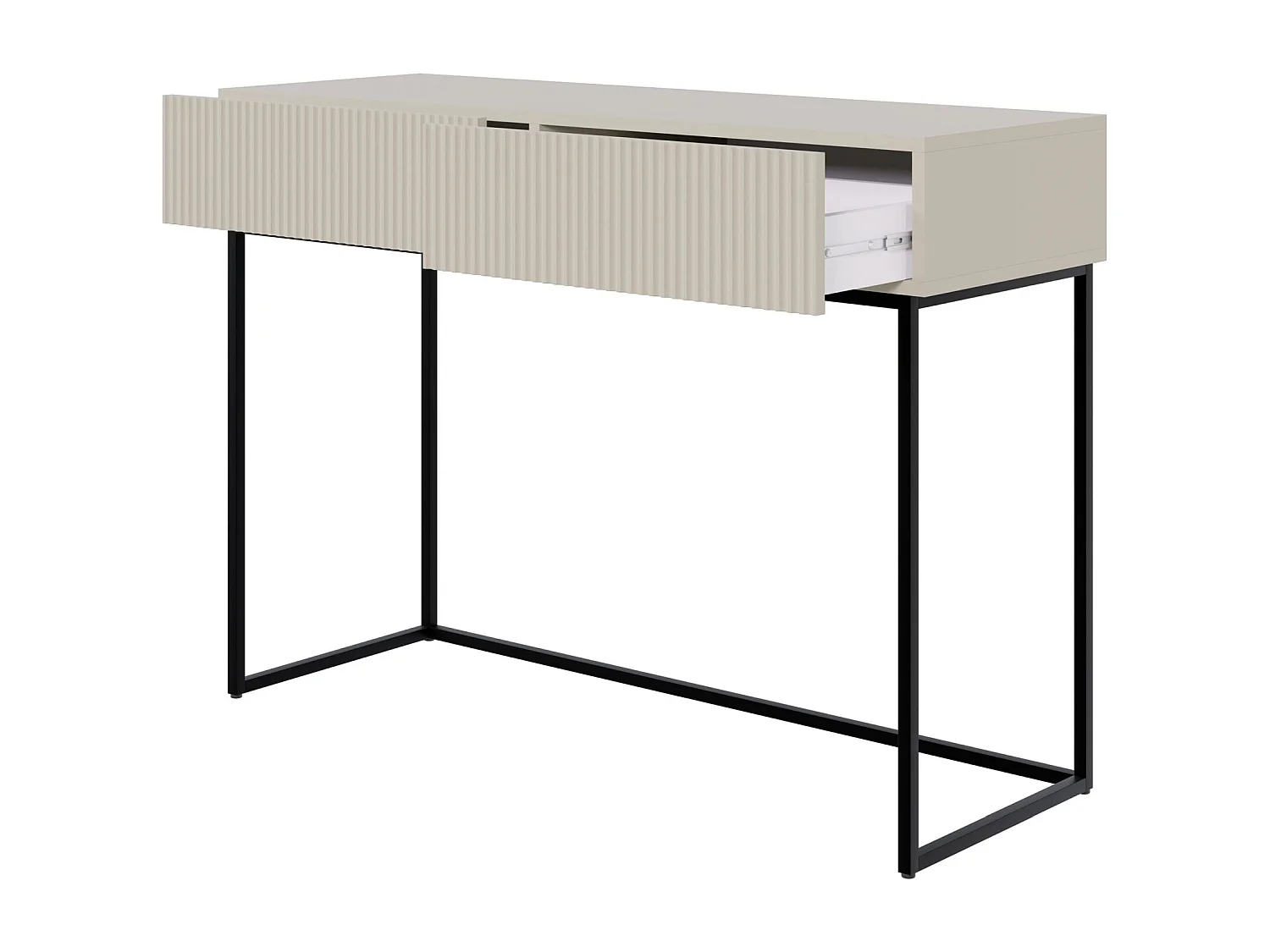 Coiffeuse avec tiroirs - grėge - 110 cm - avec pieds noirs - VELDIO