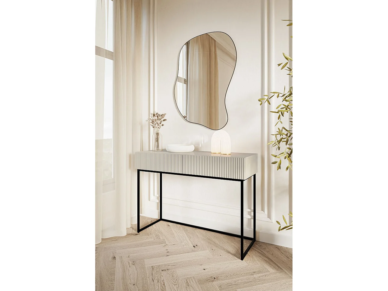 Schminktisch mit 2 Schubladen - greige - 110 cm - VELDIO