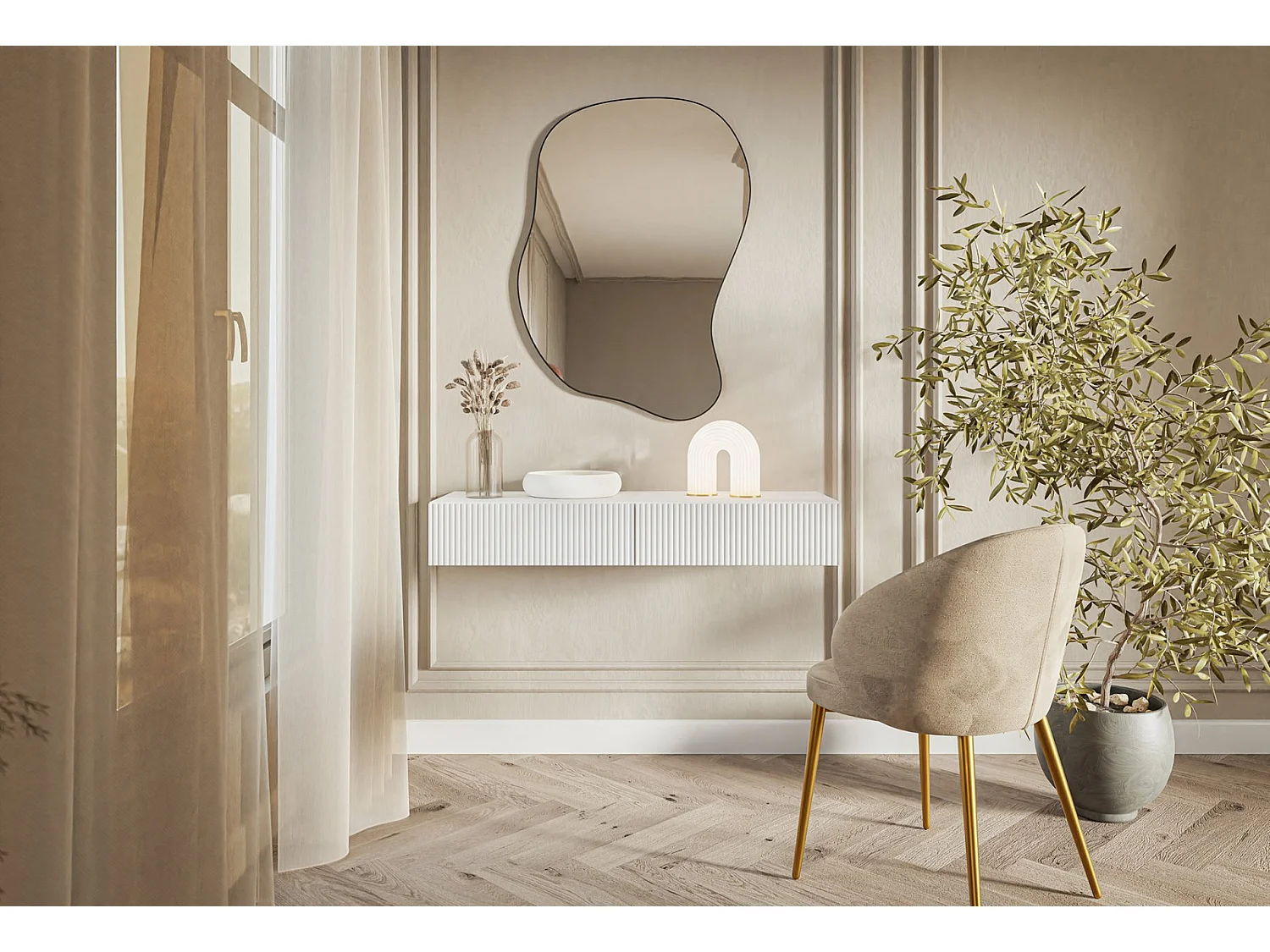 Toccatore sospeso con 2 cassetti - bianco - 110 cm - VELDIO