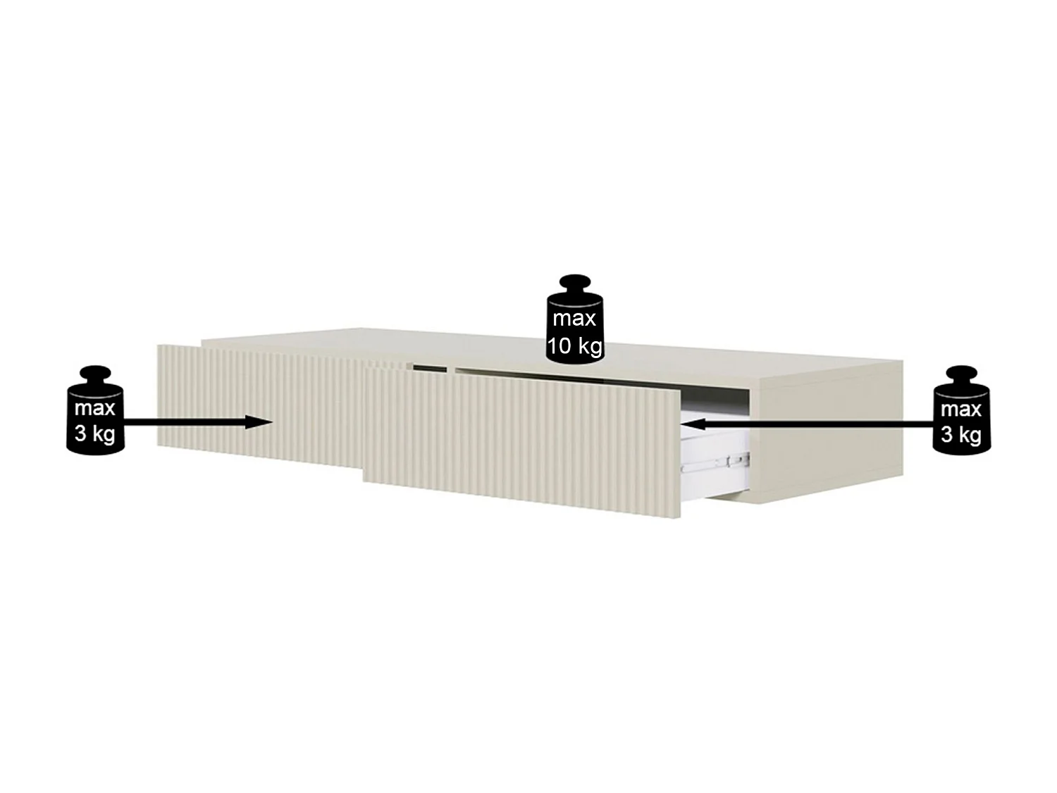 Toccatore sospeso con 2 cassetti - Beige grigio - 110 cm - VELDIO