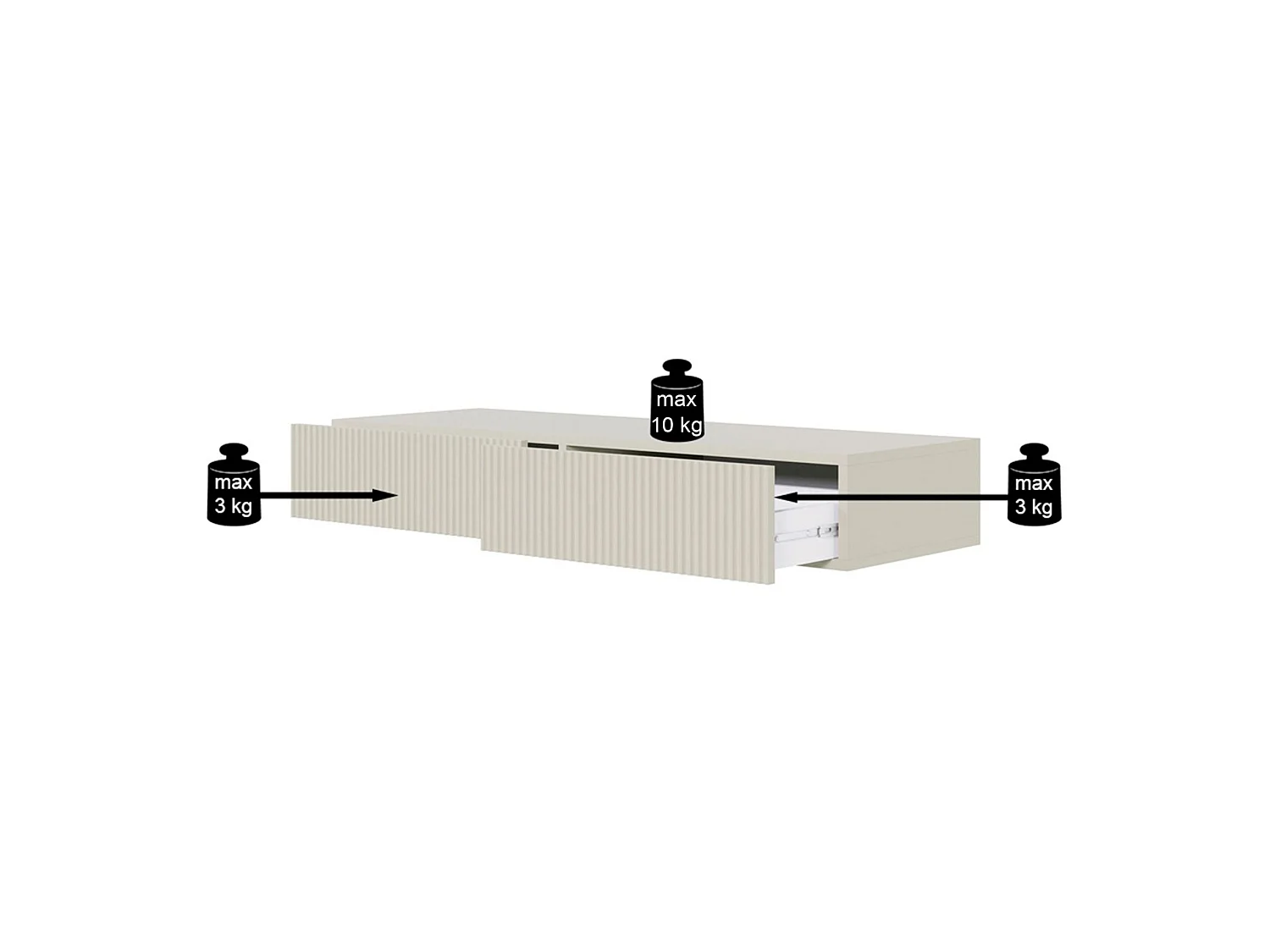 Coiffeuse avec tiroir - 110 cm - suspendu - grėge - VELDIO