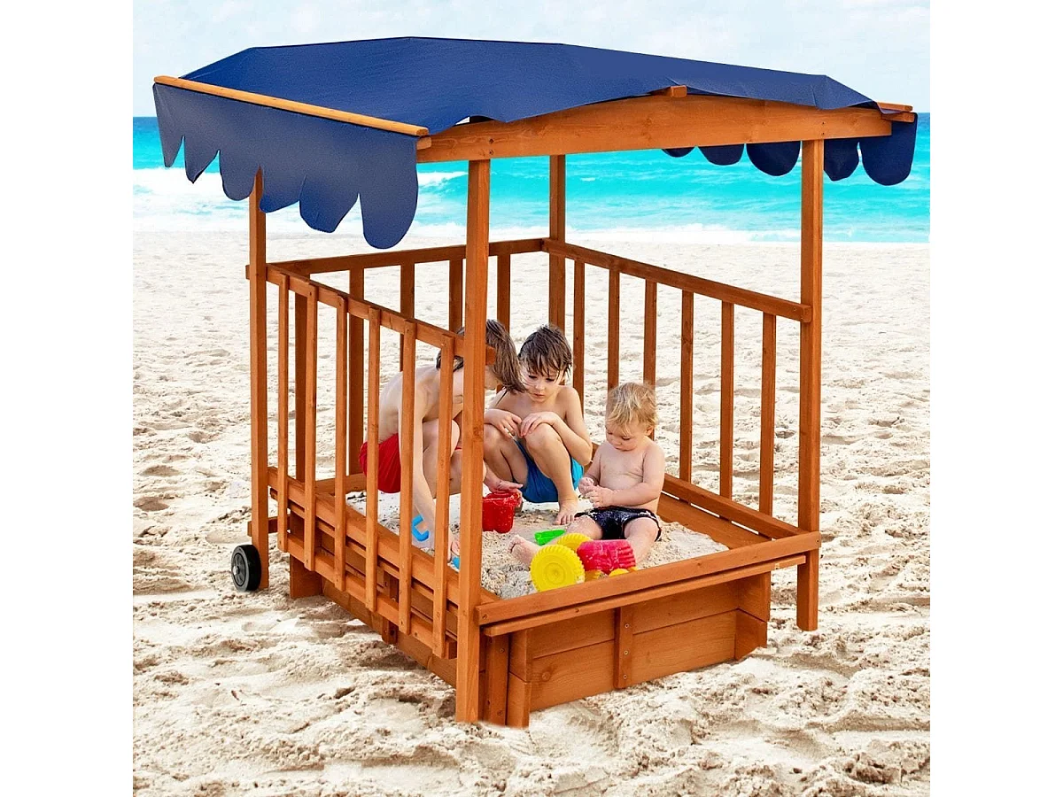 Abschließbarer Sandkasten mit Überdachung
