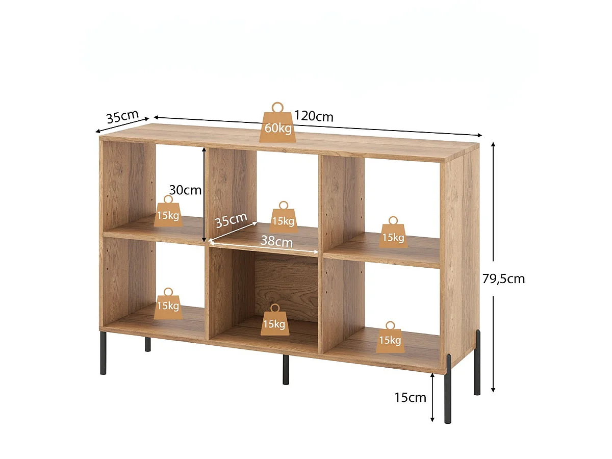 Libreria a 6 ripiani 120 x 35 x 79,5 cm