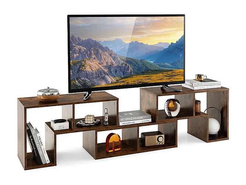 3-teiliger Fernsehschrank aus Holz für TVs bis zu 65" Frei Kombinierbarer Fernsehtisch Braun