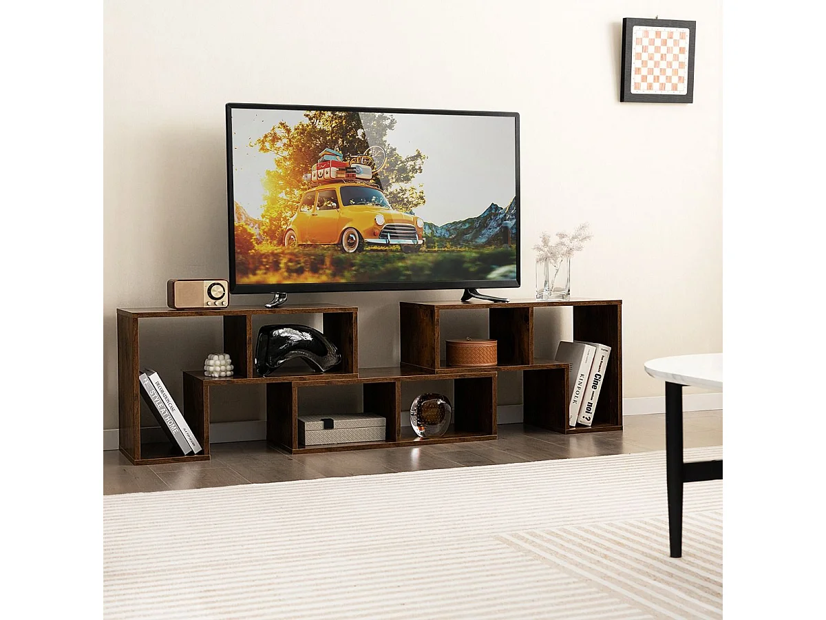 3-teiliger Fernsehschrank aus Holz für TVs bis zu 65" Frei Kombinierbarer Fernsehtisch Braun