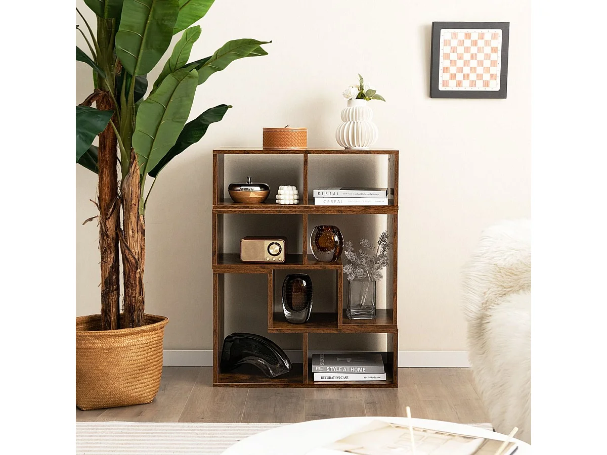 Meuble TV 3 Pièces 134-180x30,5x43cm Combination Libre pour Télévision Jusqu'à 49 Pouces pour Salon Chambre Bureau en MDF Café