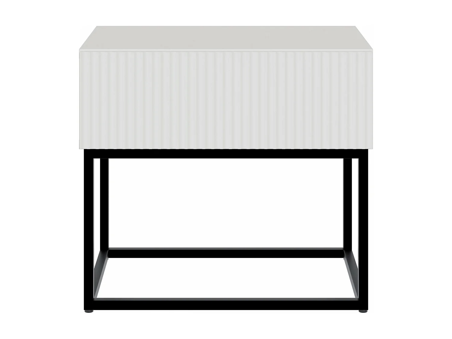 Mesita de noche - 50 cm - con patas negras - blanca - VELDIO