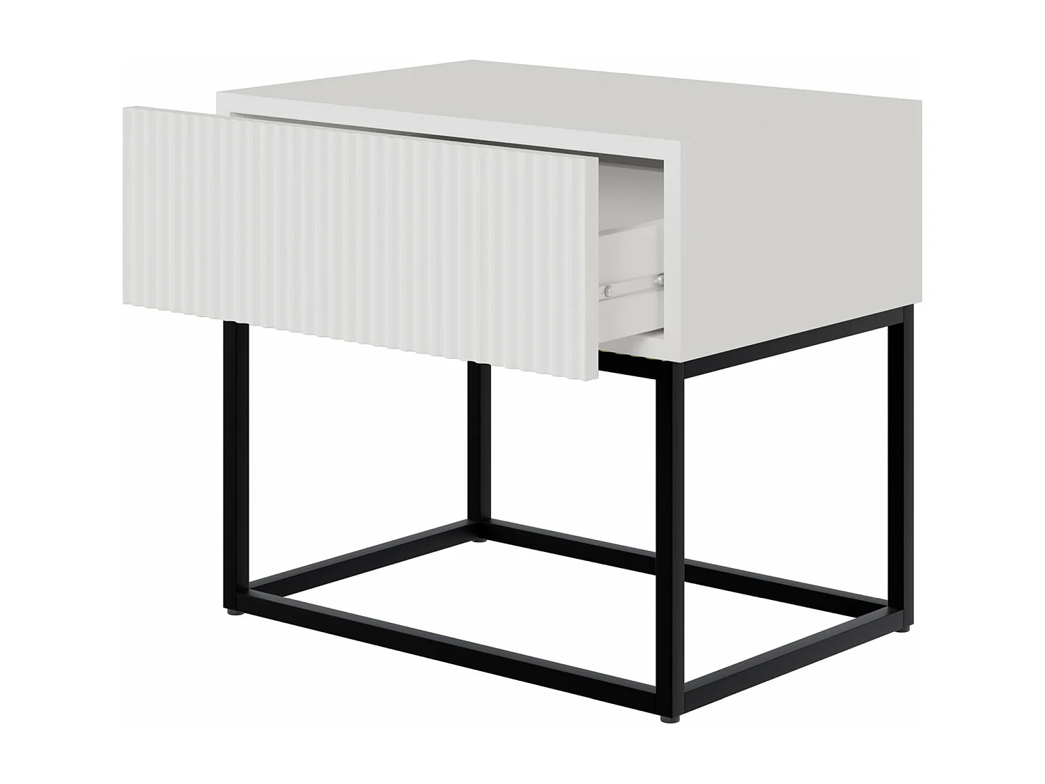 Nachtkastje - 50 cm wit met zwarte poten - VELDIO