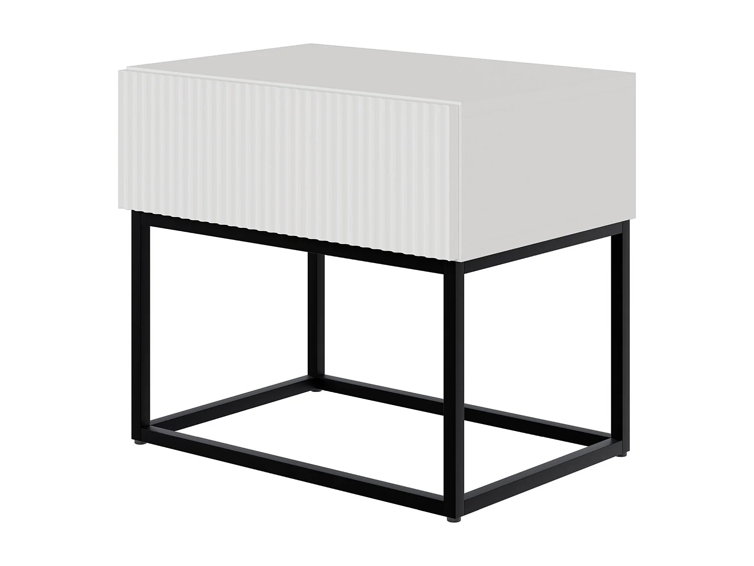 Mesita de noche - 50 cm - con patas negras - blanca - VELDIO