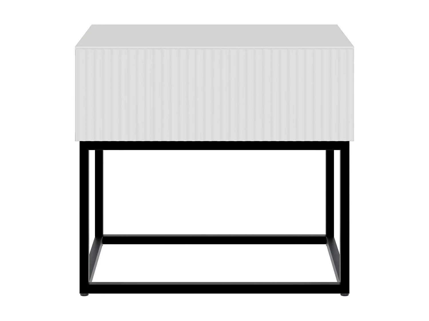 Mesita de noche - 50 cm - con patas negras - blanca - VELDIO