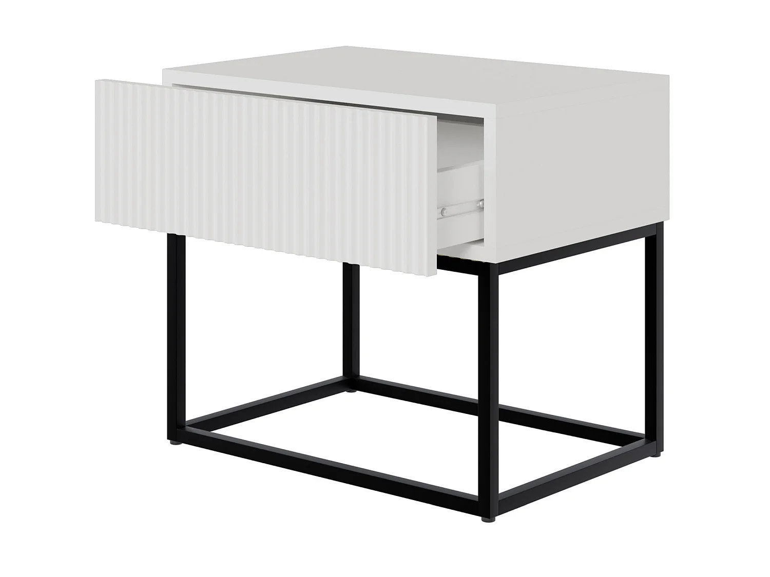 Table de chevet - 50 cm blanc avec pieds noirs - VELDIO