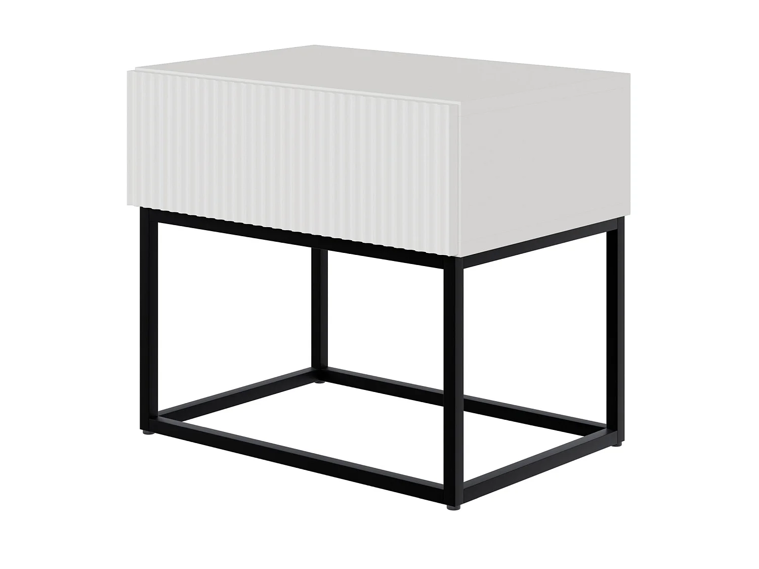 Table de chevet - 50 cm blanc avec pieds noirs - VELDIO