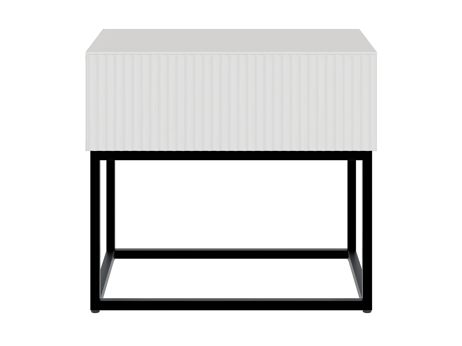 Table de chevet - 50 cm blanc avec pieds noirs - VELDIO