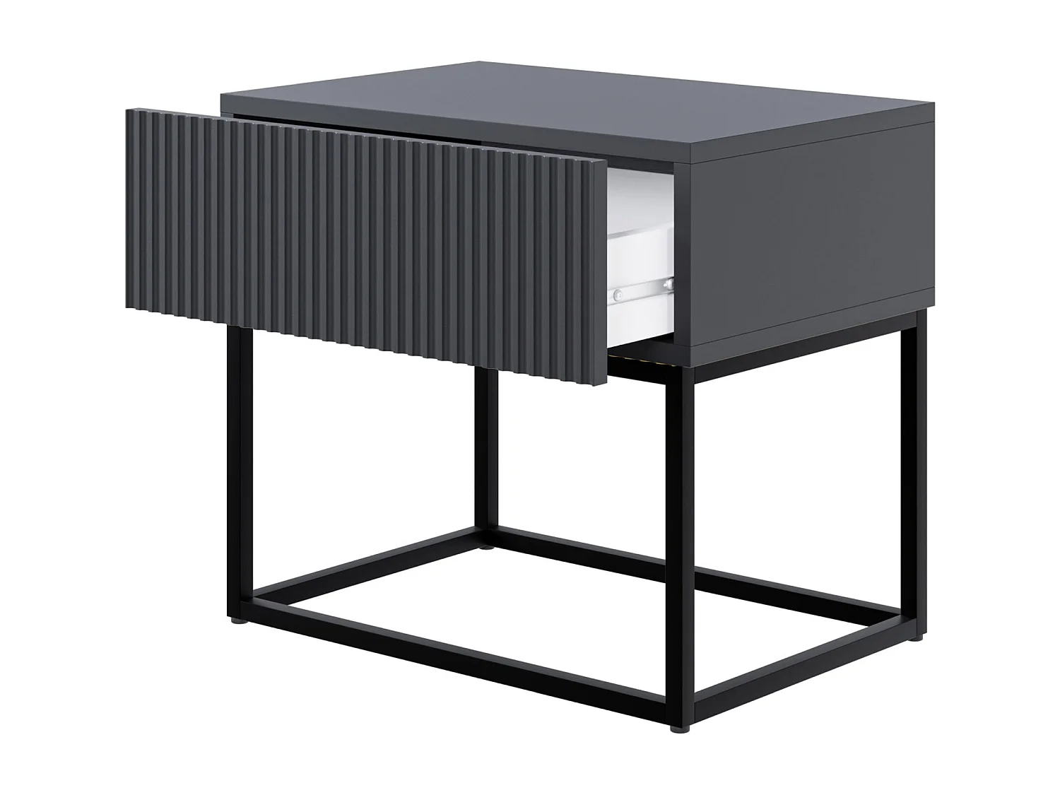 Comodino - 50 cm - con gambe nere - nero - VELDIO