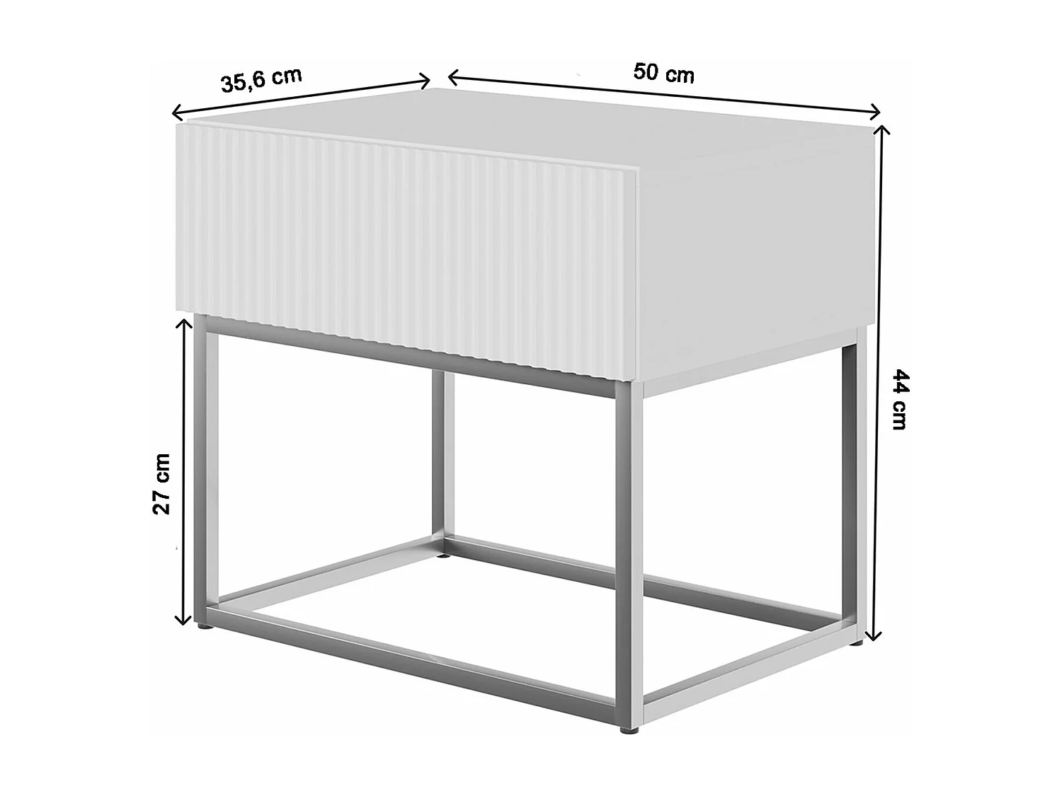 Comodino - 50 cm - con gambe nere - nero - VELDIO