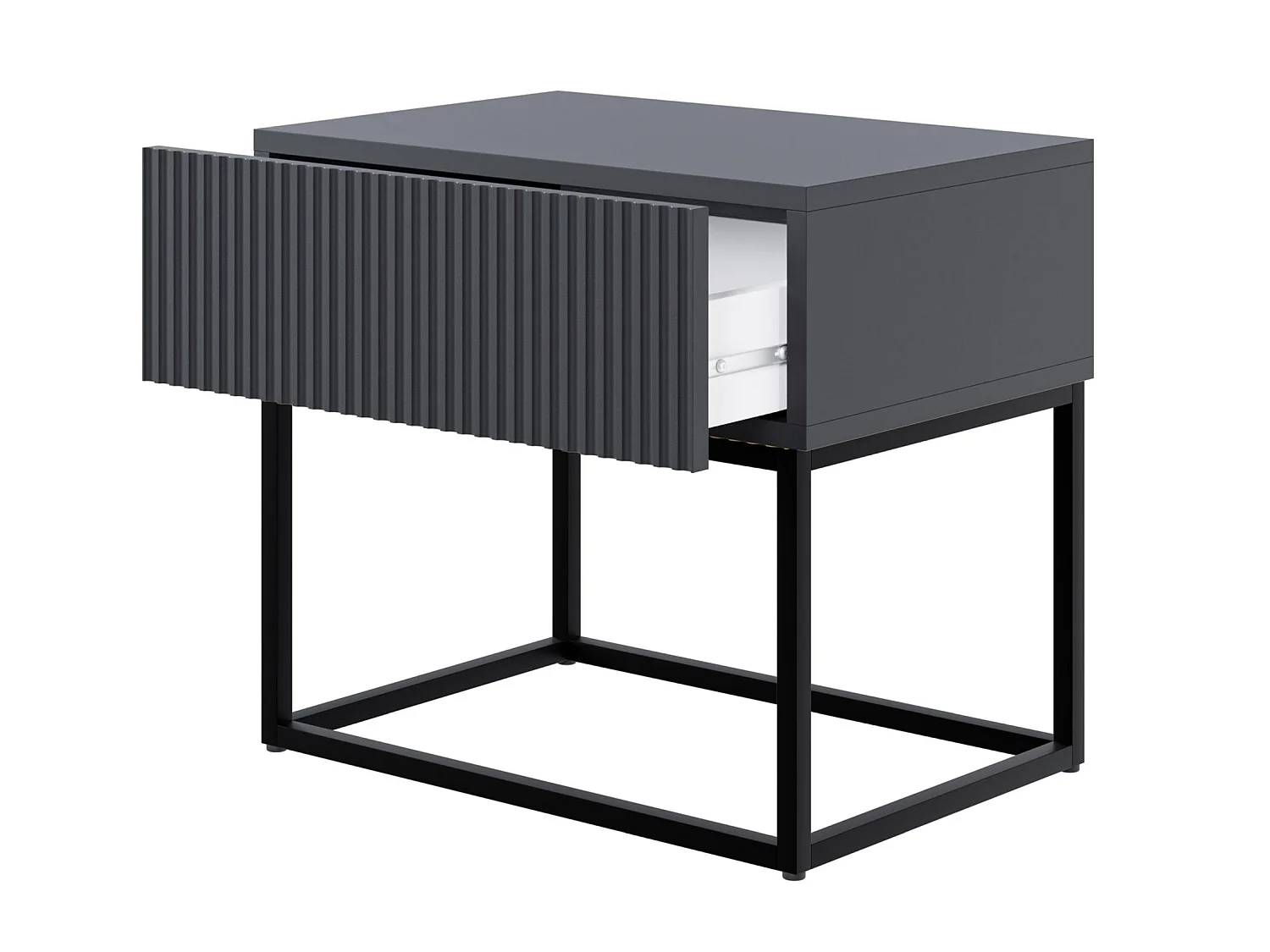 Table de chevet - 50 cm - noir avec pieds noirs - VELDIO