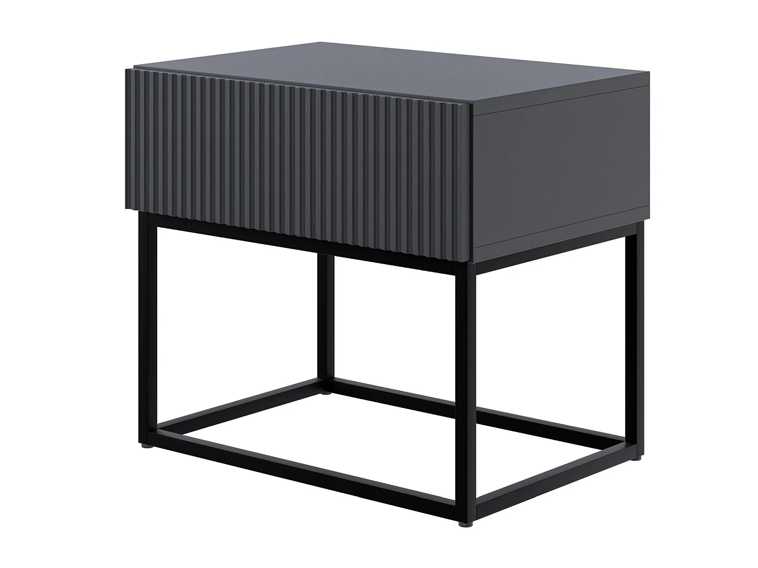 Table de chevet - 50 cm - noir avec pieds noirs - VELDIO
