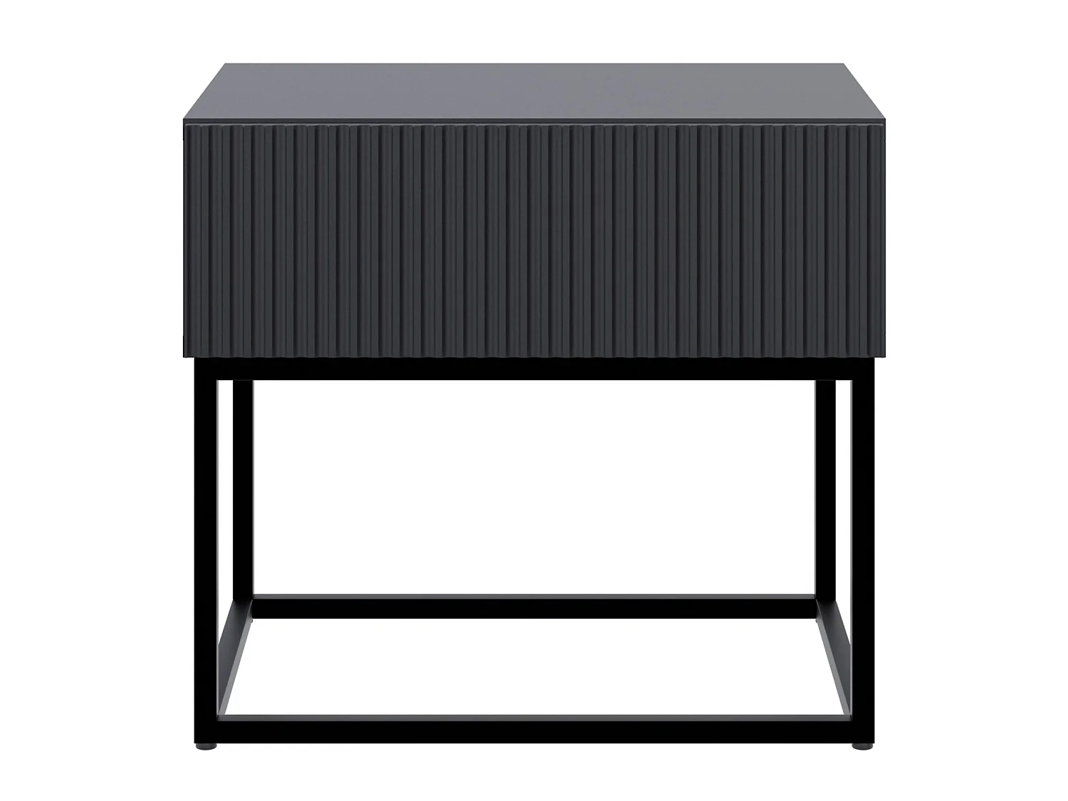 Table de chevet - 50 cm - noir avec pieds noirs - VELDIO